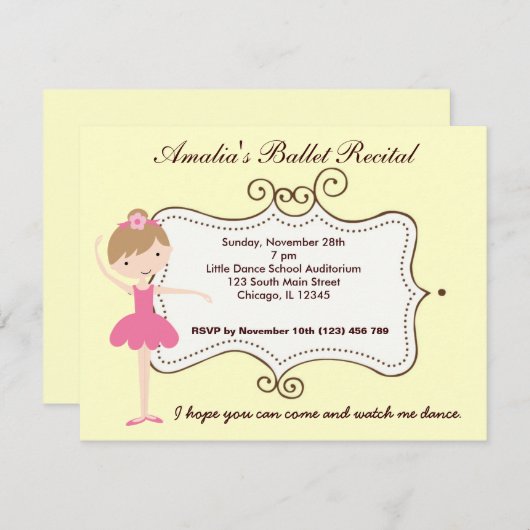 Invitation Considérant Ballet (Devant / Derrière)