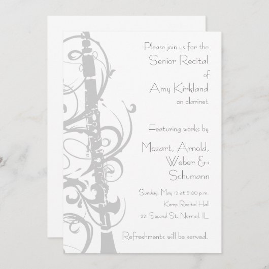 Invitation Considérant Clarinet (Devant / Derrière)