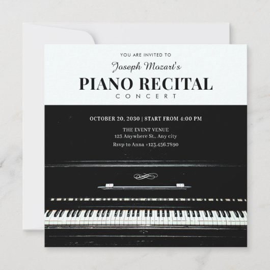 Invitation Considérant de piano classique (Devant)