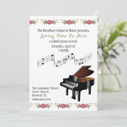 Invitation Considérant de piano de piano quart de queue et de (Debout devant)