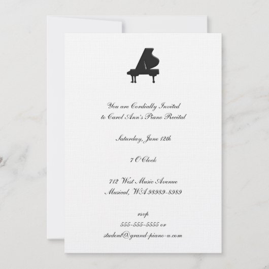 Invitation Considérant Piano (Devant)