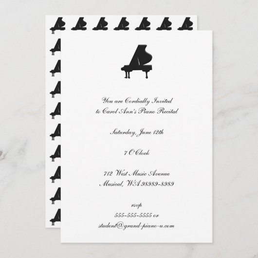 Invitation Considérant Piano (Devant / Derrière)