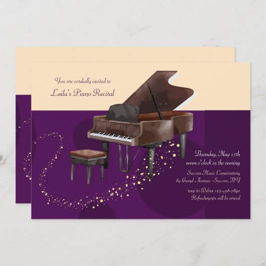 Invitation Considérant Piano (Devant / Derrière)