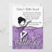 Invitation Considérant pourpre mignon de danse de ballet de (Devant)