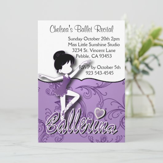 Invitation Considérant pourpre mignon de danse de ballet de (Debout devant)