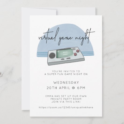 Invitation Console de jeu Night Gaming Blue (Devant)