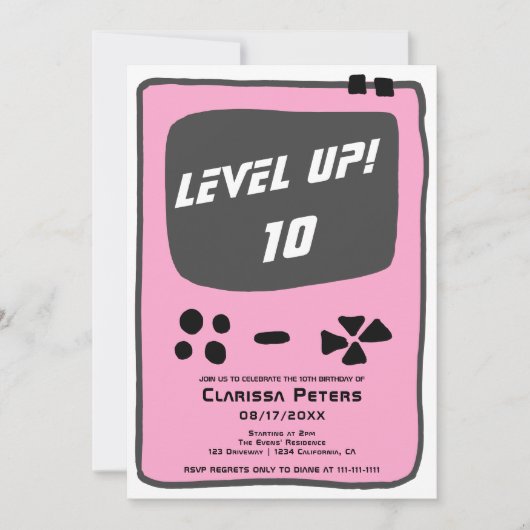 Invitation Console de jeu vidéo niveau jusqu'à 10 enfant anni (Devant)