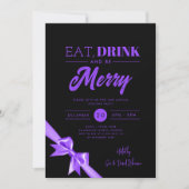 Invitation Consommation moderne Boire Soyez Joyeux Noël Viole (Devant)