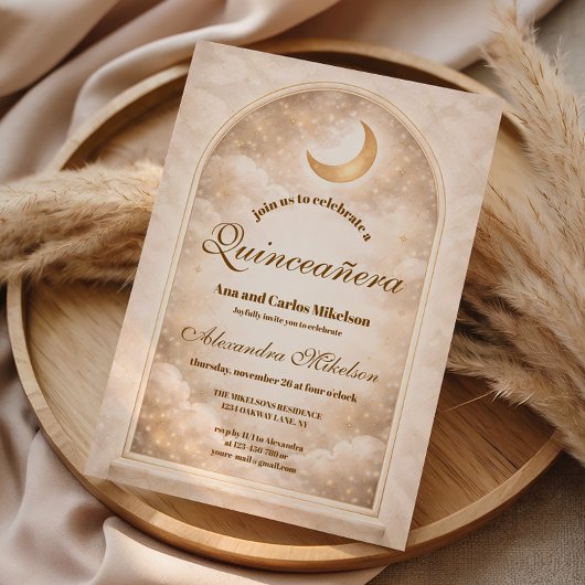Invitation Constellation Dorée Quinceañera