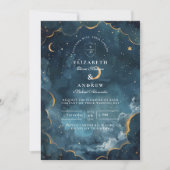 Invitation Constellation Florale de Mariage de Minuit (Devant)