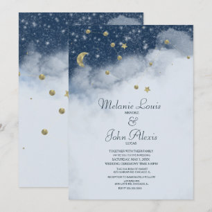 Invitation Constellation Nuages Rêveurs Mariage Feuille d'Or