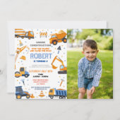 Invitation Constructeur de construction Digger Camion fête d' (Devant)