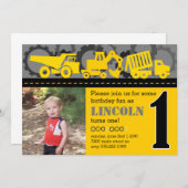 Invitation Construction 1er anniversaire (Devant / Derrière)