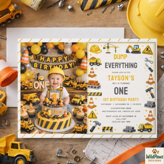 Invitation Construction 1er Anniversaire | Fête de Camion de