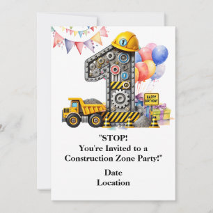 Invitation Construction 1ère fête d'anniversaire