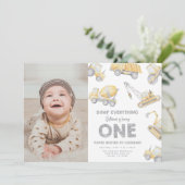 Invitation Construction 1st Birthday Party (Debout devant)