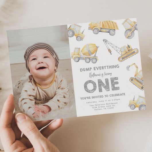 Invitation Construction 1st Birthday Party