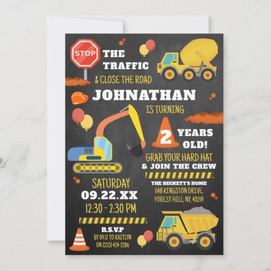 Invitation Construction 2e anniversaire (Devant)