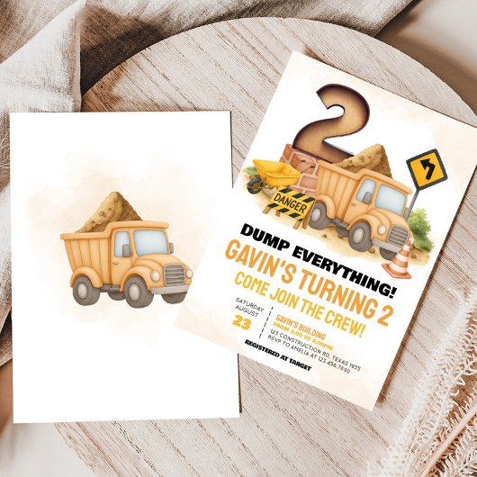 Invitation Construction 2ème fête d'anniversaire