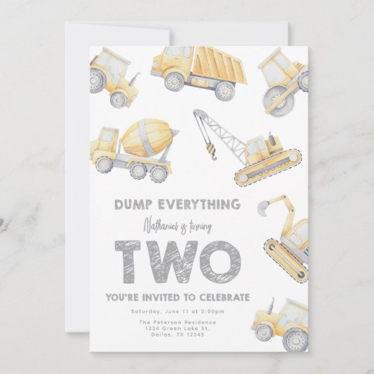 Invitation Construction 2nd Birthday Party (Devant)