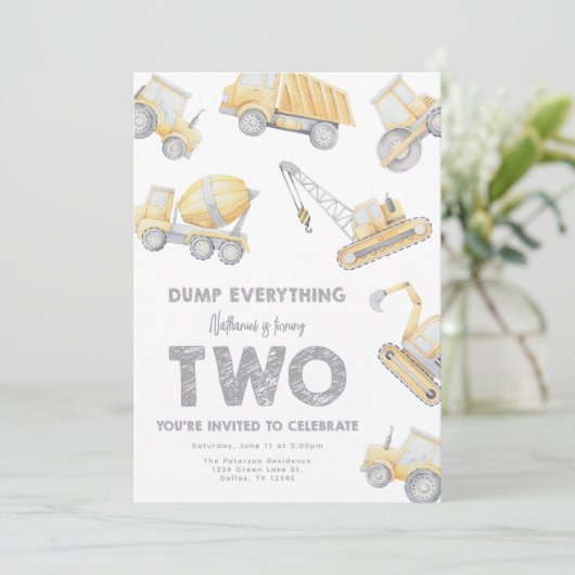 Invitation Construction 2nd Birthday Party (Debout devant)