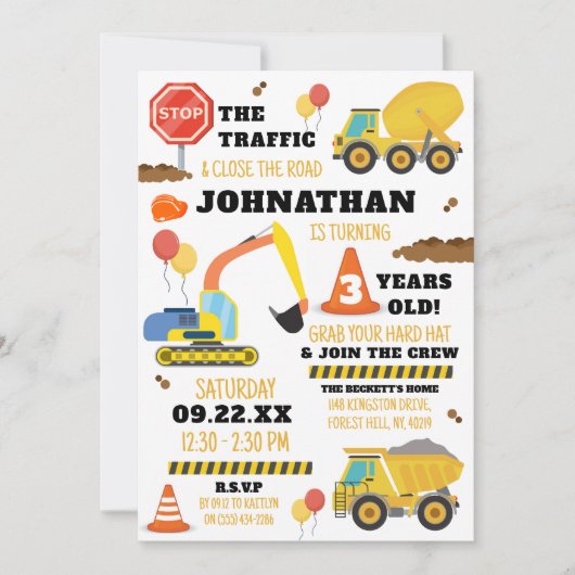 Invitation Construction 3e anniversaire (Devant)