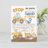 Invitation Construction 3e anniversaire de la fête de camionn (Debout devant)