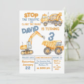 Invitation Construction 3e anniversaire de la fête de camionn (Debout devant)