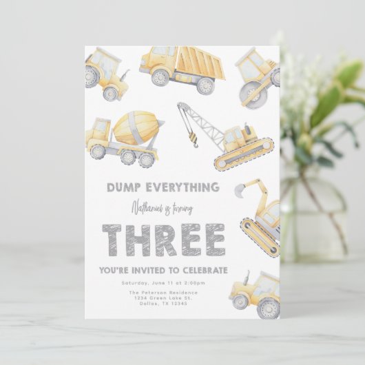 Invitation Construction 3rd Birthday Party (Debout devant)