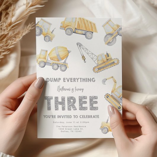 Invitation Construction 3rd Birthday Party