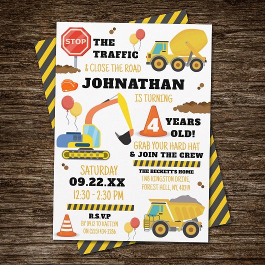 Invitation Construction 4e anniversaire