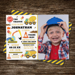 Invitation Construction 4e anniversaire Photo