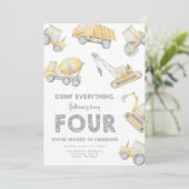 Invitation Construction 4e FOUR fête d'anniversaire (Debout devant)