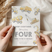 Invitation Construction 4e FOUR fête d'anniversaire