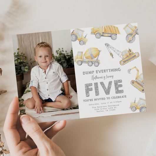 Invitation Construction 5e CINQ fête d'anniversaire