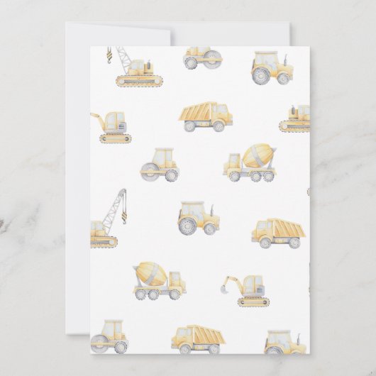 Invitation Construction 5e CINQ fête d'anniversaire (Dos)