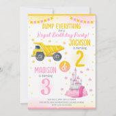 Invitation Construction and Princess  Siblings Joint Birthday (Devant)