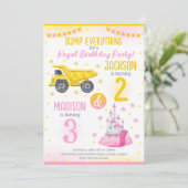 Invitation Construction and Princess  Siblings Joint Birthday (Debout devant)