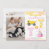 Invitation Construction and Princess  Siblings Joint Birthday (Devant)