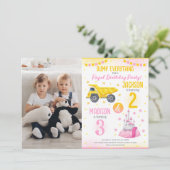 Invitation Construction and Princess  Siblings Joint Birthday (Debout devant)