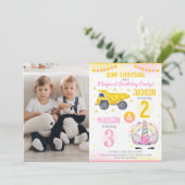 Invitation Construction and Unicorn Siblings Joint Birthday (Debout devant)