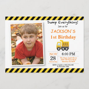 Invitation Construction Anniversaire Camion-Camion de pompage
