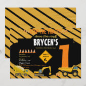 Invitation Construction Anniversaire Camion-Fête de Camion In (Devant / Derrière)