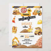 Invitation Construction Anniversaire, Construction, Tracteur, (Devant)