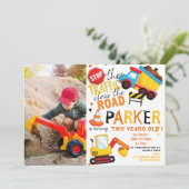 Invitation Construction Anniversaire Cute Photo (Debout devant)