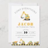 Invitation Construction Anniversaire Débitmètre Camion Excava (Devant)