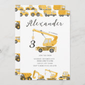 Invitation Construction Anniversaire Débitmètre Camion Excava (Devant / Derrière)