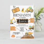 Invitation Construction Anniversaire Garçon fête d'anniversai (Debout devant)