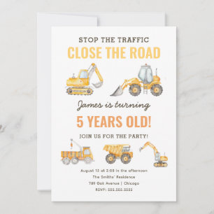 Invitation Construction Anniversaire Truck Party