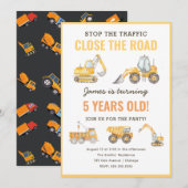 Invitation Construction Anniversaire Truck Party (Devant / Derrière)